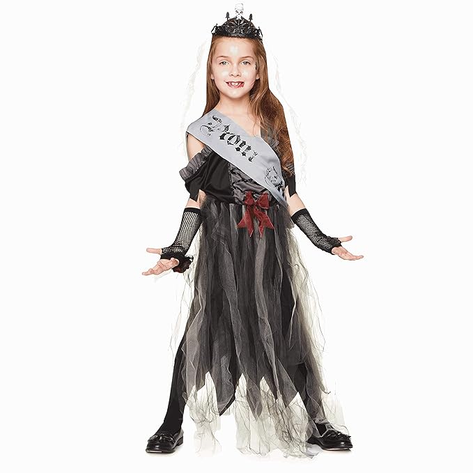 Buy Goth Prom Queen Costume Halloween Girls Dark Black Zombie Queen Medium Online At Low Prices In India Amazon In