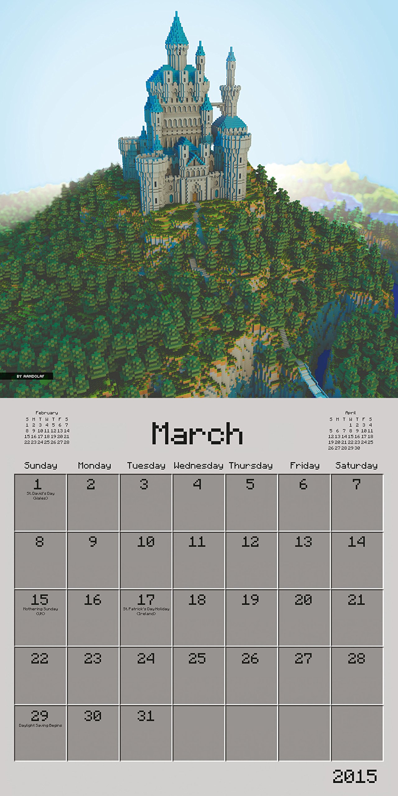 Official Minecraft 15 Wall Calendar Danilo Amazon Co Uk Books
