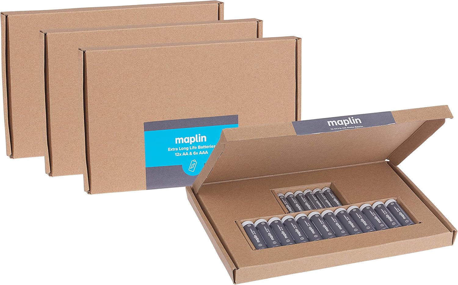 Maplin 48x AA LR6 / 24x AAA LR03 1.5V Alkaline Batteries (Triple A) 7 Year Shelf Life High Performance, Blue or Grey - Image 3