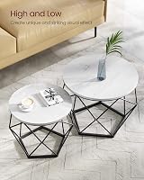 VASAGLE Round Coffee Tables Set of 2 White Black LET040B59 view 4