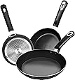 Utopia Kitchen Nonstick Frying Pan Set - 3 Piece Induction Bottom - 8 Inches, 9.5 Inches and 11 Inches (Grey-Black)