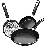 Utopia Kitchen Nonstick Frying Pan Set - 3 Piece Induction Bottom - 8 Inches, 9.5 Inches and 11 Inches (Grey-Black)