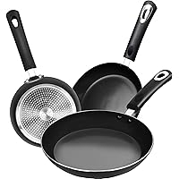 Utopia Kitchen Nonstick Frying Pan Set - 3 Piece Induction Bottom - 8 Inches, 9.5 Inches and 11 Inches (Grey-Black)