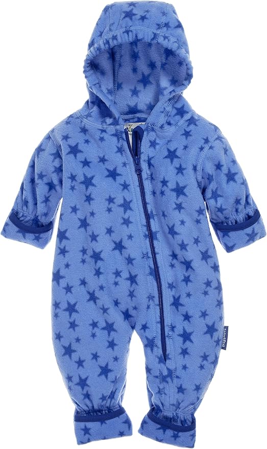 Playshoes Baby Fleece-Overall, atmungsaktiver Unisex-Jumpsuit für Jungen und Mädchen mit langem Reißverschluss und Kapuze, mi