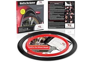 TR RIMPRO-TEC RimPro-Tec Wheel Bands Best Rim Protectors for Car - Car Wheel Hub Rim Scratch Prevention Edge Protector - Rim Guards for Car Wheels - Black Track/Red Pinstripe Fit From 12" to 22” Set of Wheels