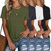 Neer 4 Pack Women's Crew Neck T Shirts Summer Short Sleeve Casual Basic Tops Loose Fit Flat Hem Tees