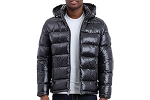 Michael Kors mens Shine Hooded Puffer Jacket, Heavy Winter Jackets for Men, Water Resistant