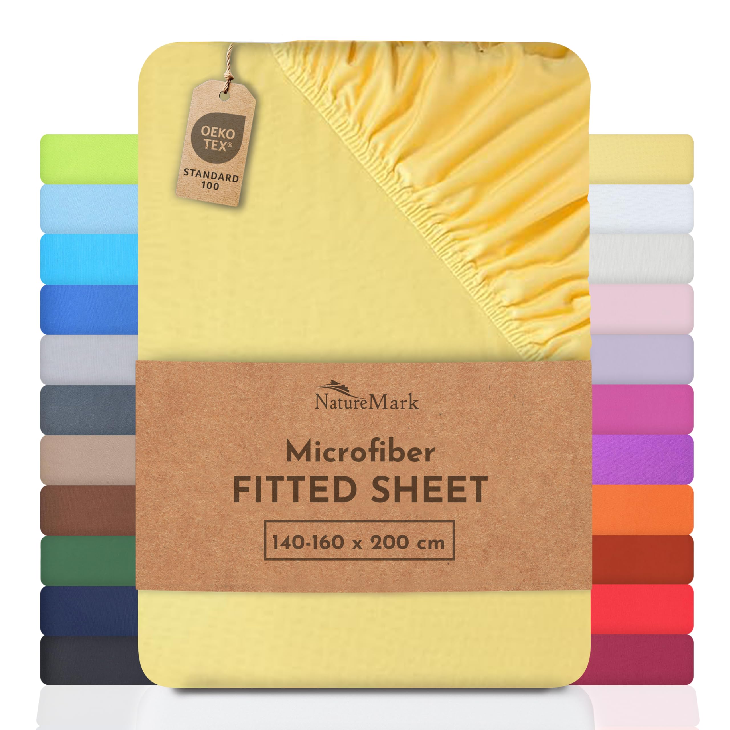 NatureMark Microfiber Fitted Sheet – Soft, Breathable & Comfortable – With Elastic Band – 140 x 200  cm – Yellow — image 1