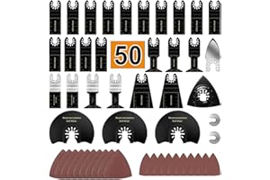 WILAND 50 Pack Oscillating Saw Blades, Universal Quick Release Multi Tool Blades Kits, Sanding Set, Multitool Blades Fit for Black & Decker Porter Cable Dewalt Chicago Rockwell Makita Craftsman