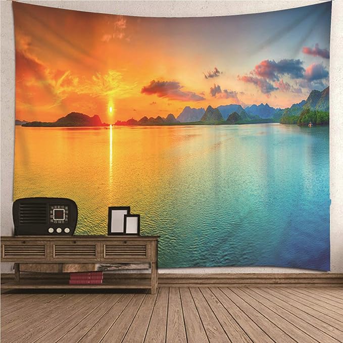 KnSam Tapiz de Pared para Colgar en la Pared con Paisaje del Lago al