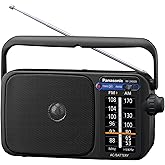 Panasonic Portable AM/FM Radio, Battery Operated Analog Radio, AC Powered, Black (RF-2400-K)