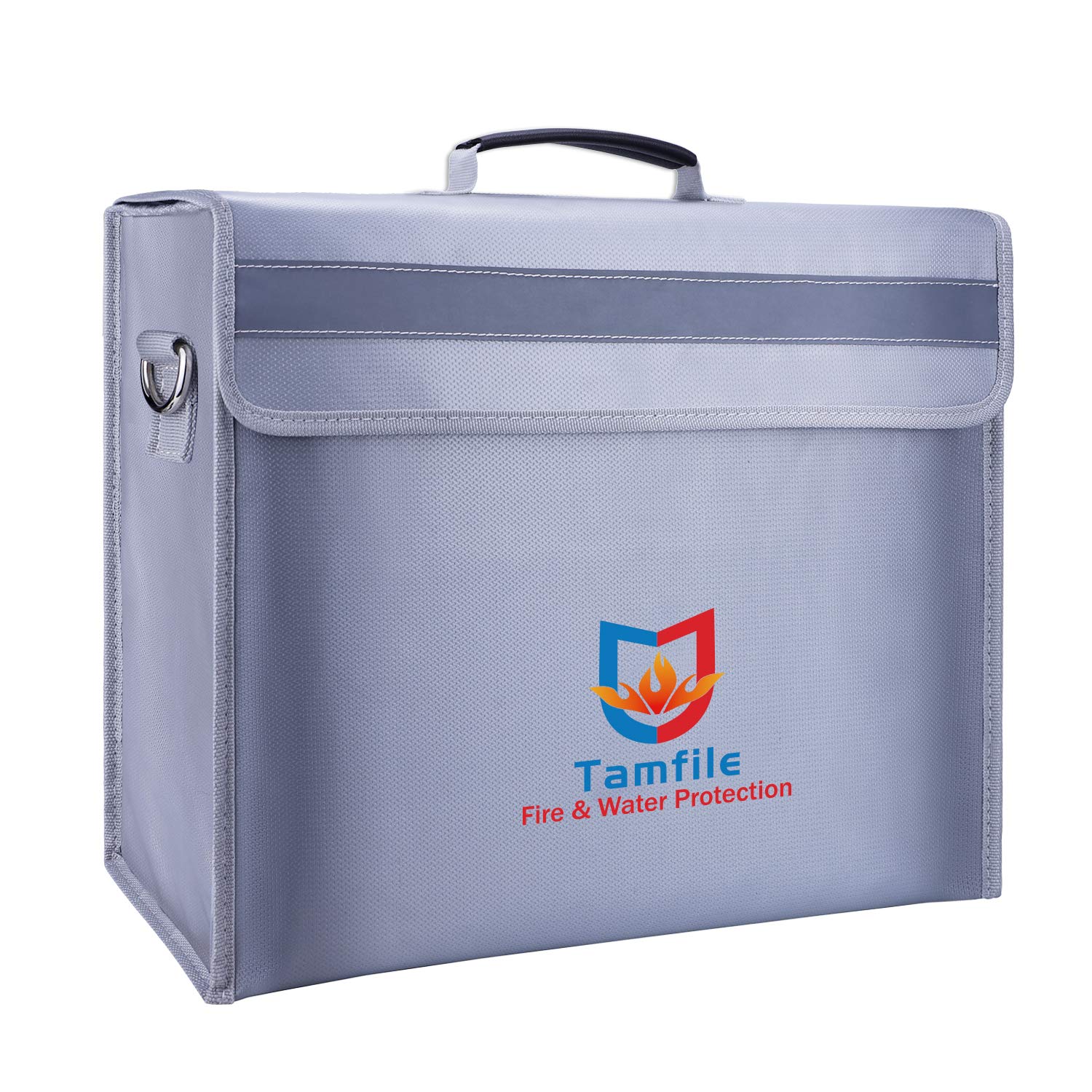 Tamfile 4200℉ Fireproof Document Bag, 16"×12"×5" Large Capacity Water Resistant Document Box A4 with Zipper Upgraded Silicone Coated Fiberglass Fireproof Safety Box for Home, Cash, Valuable, Jewelry