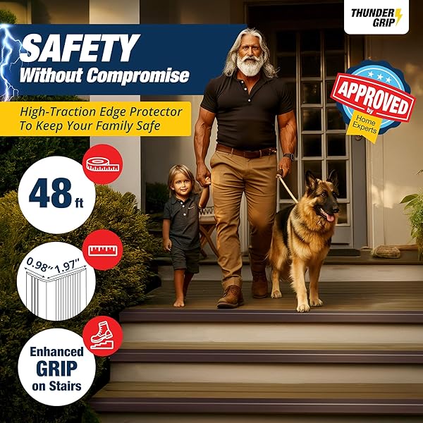 STAIR EDGE PROTECTOR 48 FT – BROWN RUBBER EDGE TRIM FOR STEPS – STAIR NOSE MOLDING – RUBBER NOSE TRIM – FIT FOR INDOOR AND OUTDOOR – NON SLIP AND WATERPROOF