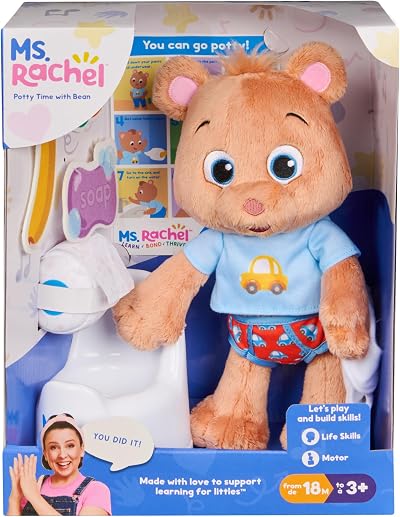 Ms. Rachel Potty Time with Bean 11” Plush Teddy with Play Toilet & Accessories