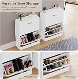 Vida Designs White Shoe Cabinet 2 Drawers Wooden Storage Unit Slim Hallway view 6