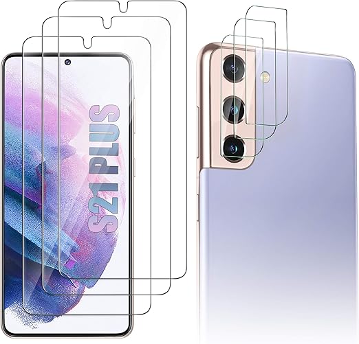 Amazon Com Luibor Screen Protector And Camera Lens Protector Compatible With Samsung Galaxy S21 Plus 5g 3 3 Pack Fingerprint Support Case Friendly Tempered Glass Compatible With Samsung S21 Plus