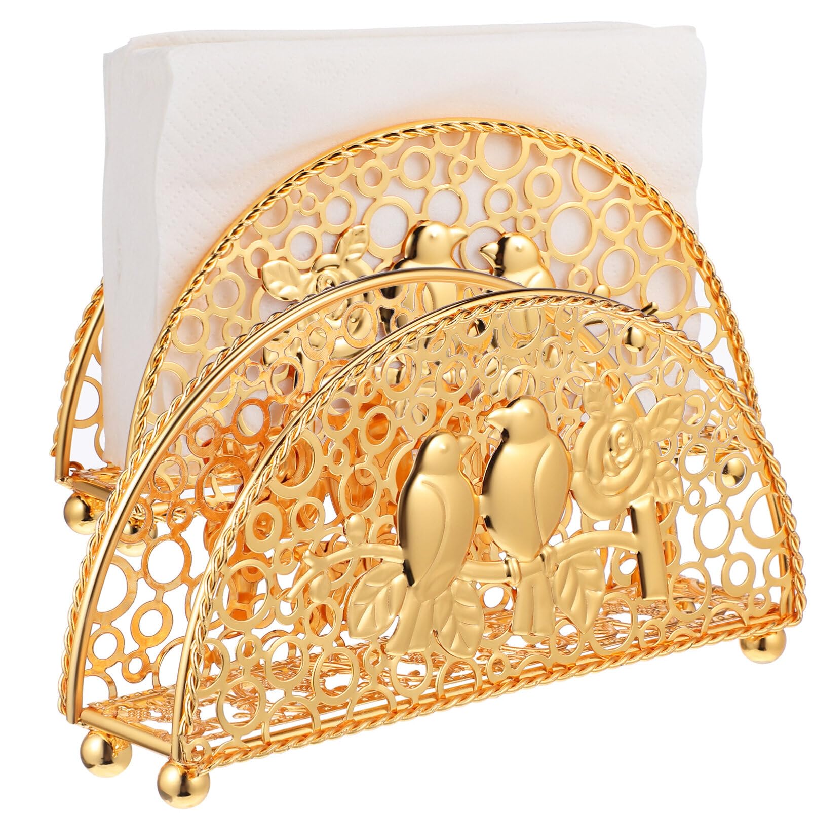 ABOOFAN 2pcs Metal Napkin Holder Decorative Serviette Holder for Table Gold Napkin Stand for Home Kitchen Restaurant Hotel Reception and Party