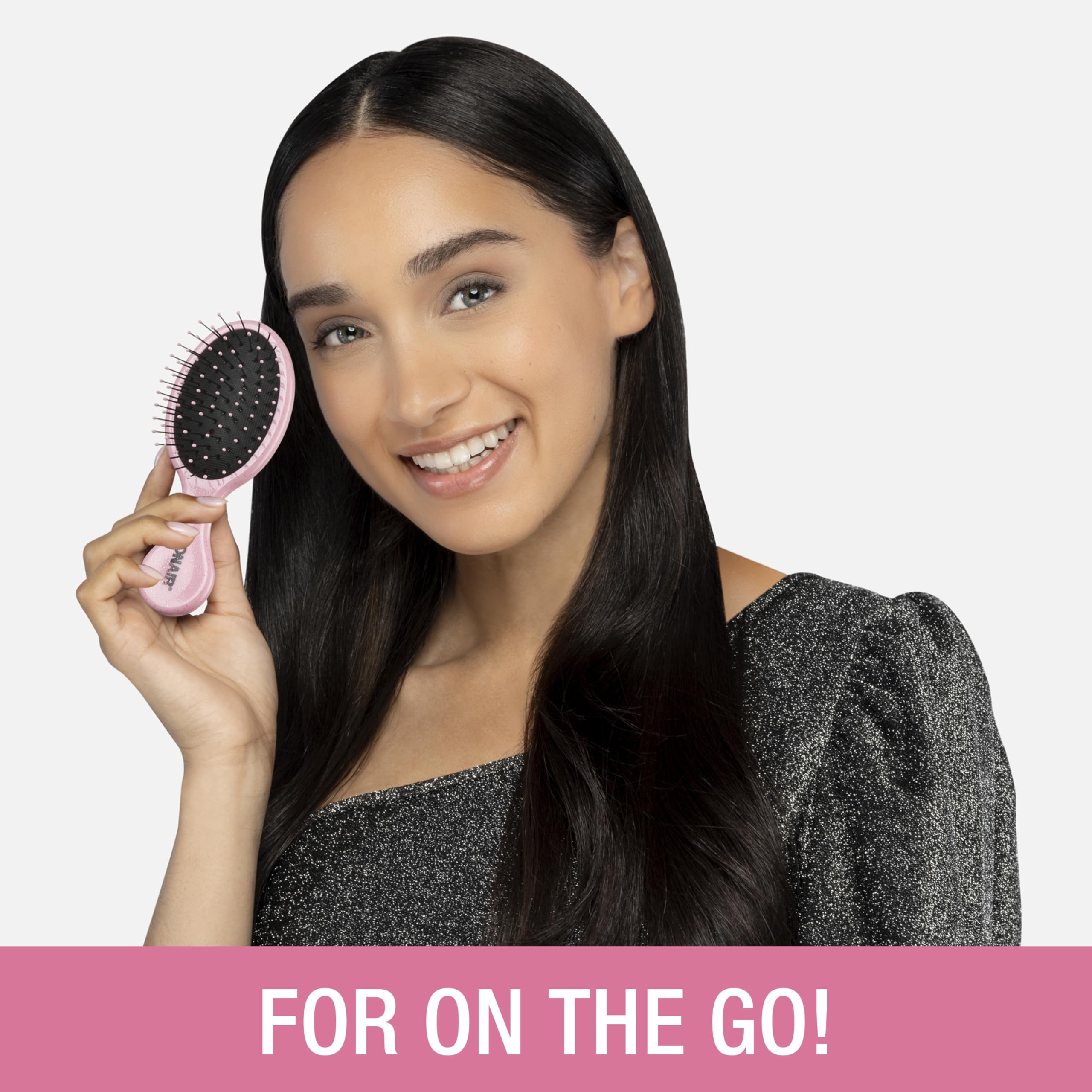 Conair Detangling Mini Hair Brush Set, 3-Pack Detangler Brushes for Wet or Dry Hair, Gentle Detangler for All Hair Types, Hair Brushes for Women, stocking stuffers. gifts for her, Silver, Blue, Pink