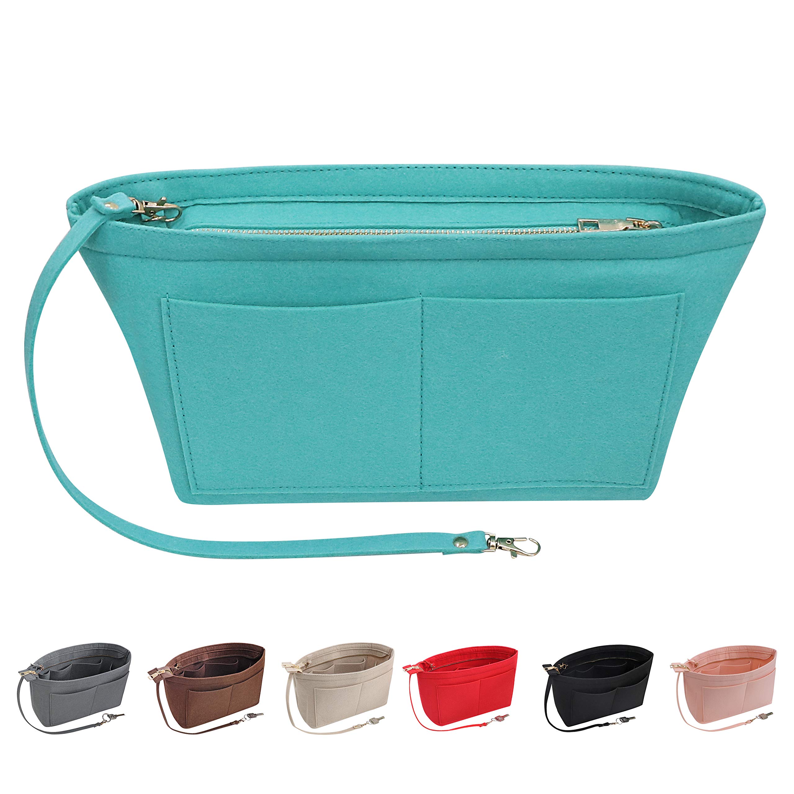 Soyizom Felt Handbag Organiser Purse Organiser Felt Insert Bag Organisers Multi Pockets Tote Bag in Bag for Women,Green-M