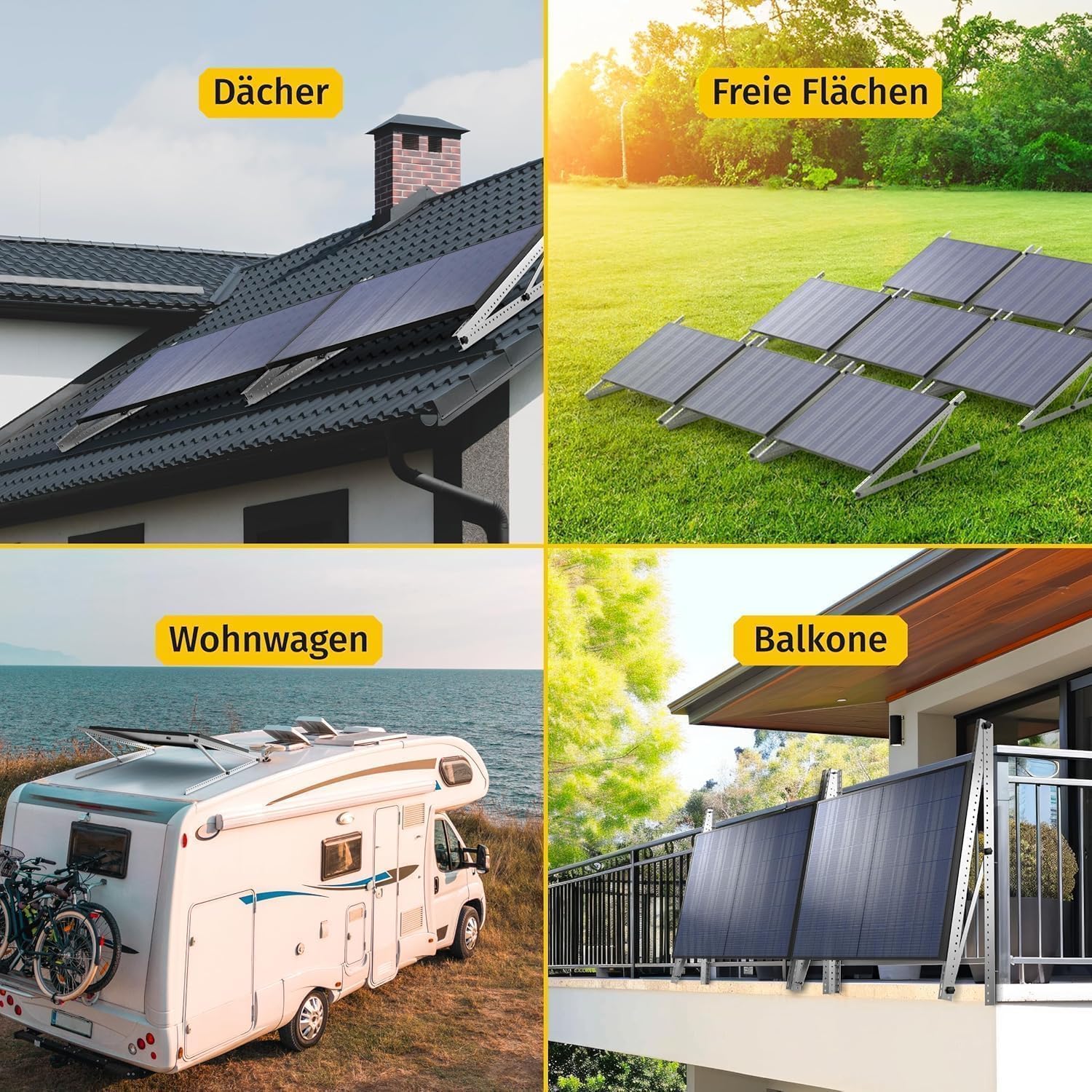 Avoltik Balkonkraftwerk Halterung im 2er Set (bis 114cm) I Halterung für 2 Solarpanel-Module I Verstellbar von 0-90° I Ideal für Dach, Balkon & Boden 9