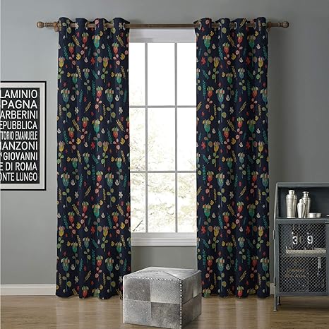 Amazon リビングルーム用遮光カーテン ボヘミアン オレンジ 咲き乱れる花 春のブーケ シルエット スタイル バイカラー パステルイエロー オレンジ W84 X L84 ラグ カーテン ファブリック オンライン通販