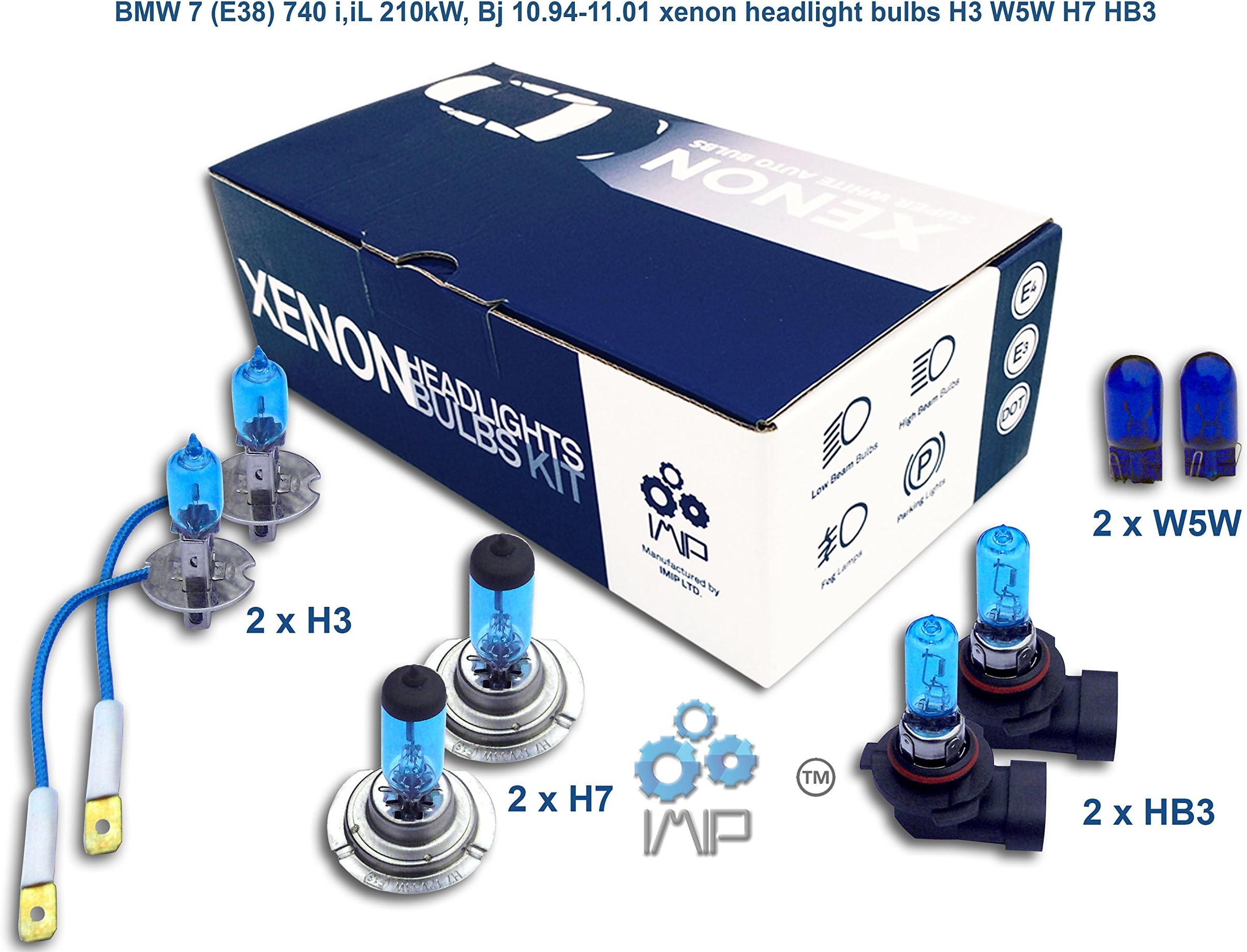 Genius Autoparts Bright Xenon Headlight Bulbs | Easy DIY Headlight Replacement Bulbs Kit, Pairs H3 H7 HB3 | High and Low Beam Headlights | Fog Lights Plus Free Side Light Bulbs W5W,(Pack of 3+1)
