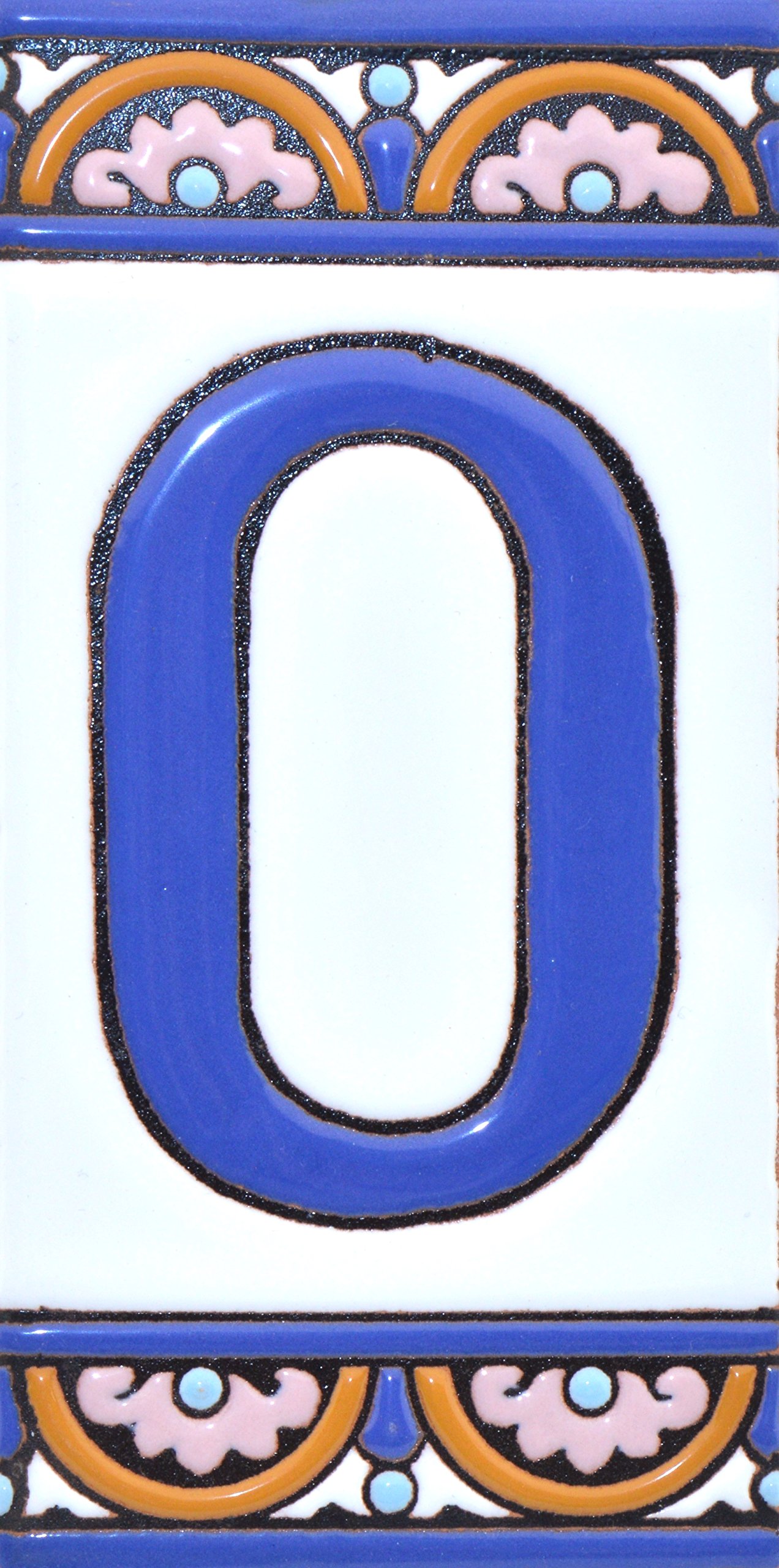 House letters 6 inch. Handpainted house letter tiles for signs, addresses and names. Address numbers for houses. House address numbers and letters. Design ARCO GRANDE 5,86" x 2,91" (LETTER O)