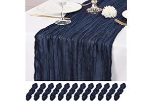 LUMAYCENS 12 Pack Navy Blue Table Runners 10Ft Cheesecloth Table Runner Rustic Gauze Table Runner Romantic Long Sheer Fabric Cheese Cloth Table Runner for Wedding Party Bridal Baby Shower