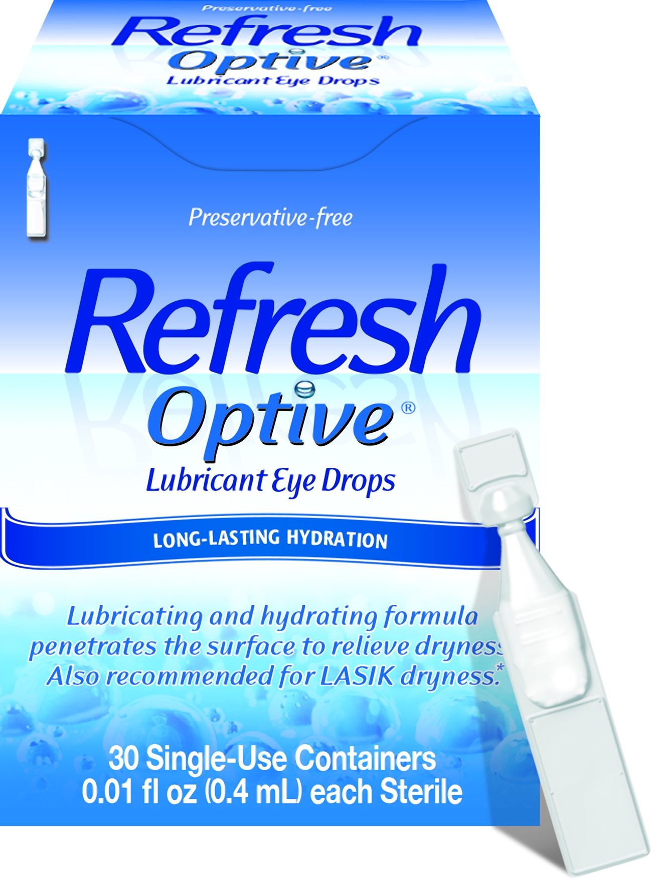 Refresh Optive Lubricant Eye Drops, PreservativeFree, 0.01 Fl Oz SingleUse Containers, 30