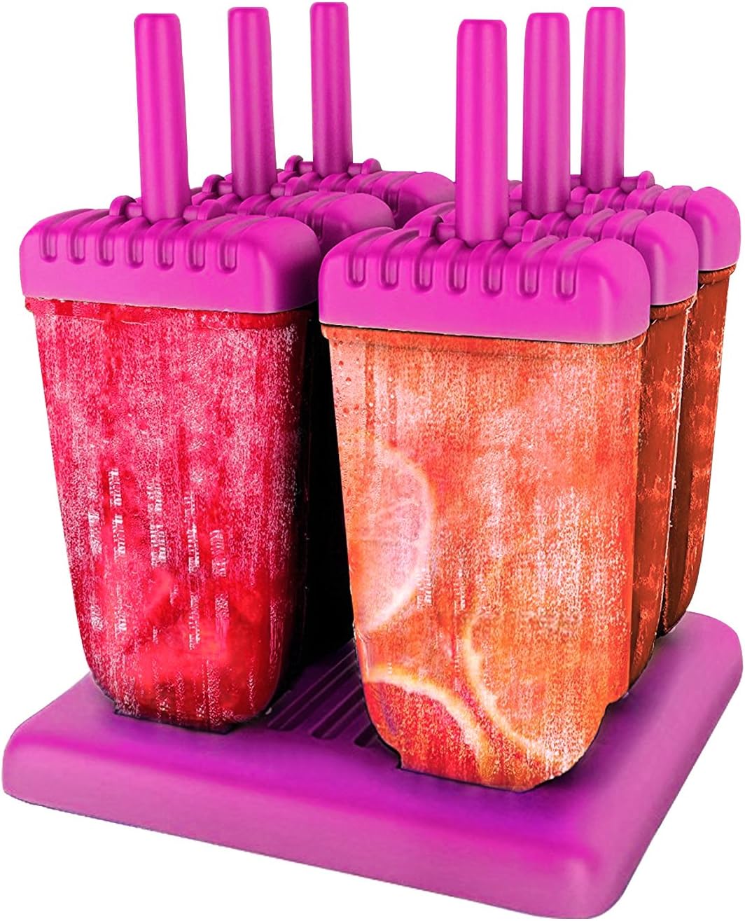 Wellehomi Ice Lolly Moulds Reusable DIY Frozen Ice Cream Pop Molds Ice Lolly Makers with Base (Pink) | LifeTime Warranty & 100% Satisfaction