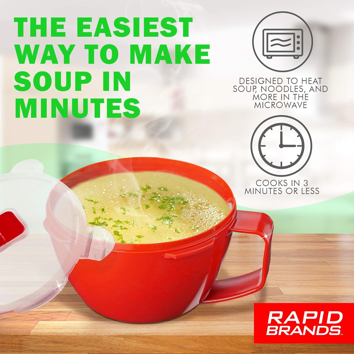  | Rapid Noodle/Soup Bowl| Microwave Soup & Noodles in Minutes | Perfect for Dorm, Small Kitchen, or Office | Dishwasher-Safe, Microwaveable, BPA-Free: Soup Bowls
