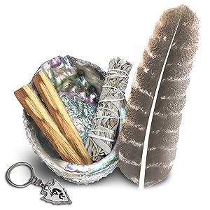 JL Local Smudge Kit - Sage, Palo Santo, Abalone Shell, Feather & More! Healing, Purifying, Meditating & Incense.