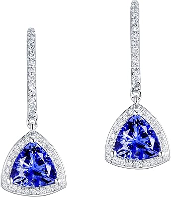 14k White Gold Natural AAAA+ Tanzanite Diamonds Earrings