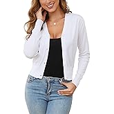 BERESIA Women's V-Neck Button Down Long Sleeve Cardigan for Women Cropped Soft Lightweight Knit Sweater