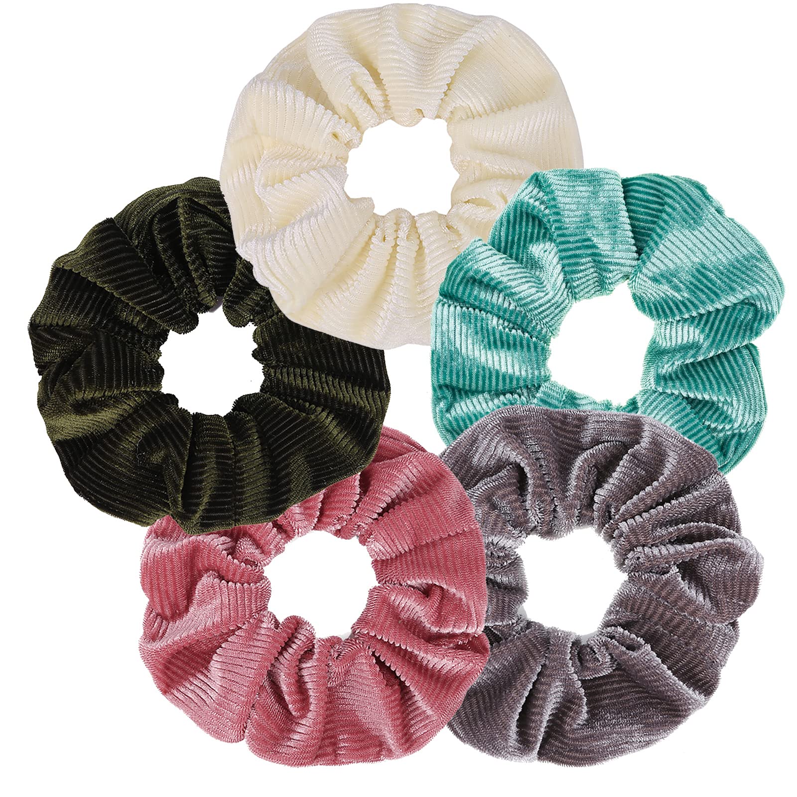 Scrunchies for Hair, Flannel 5PCS Bandana Scrunchy Hair Ties, Hair Bands for Women. (Flannel)