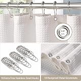 Shower Curtain 275 x 182cm White with Metal Hooks Heavy Duty view 3