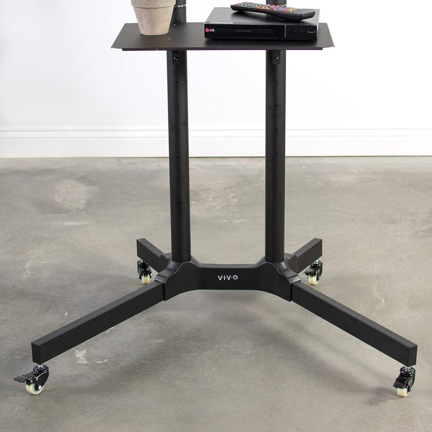 VIVO Mobile TV Cart for 32-65 inch LCD LED Plasma Flat Panel Screen TVs up to 110 lbs, Pro Height Adjustable Rolling Black Stand with Laptop Shelf & Locking Wheels - Max VESA 600x400 (STAND-TV03E) : Office Products