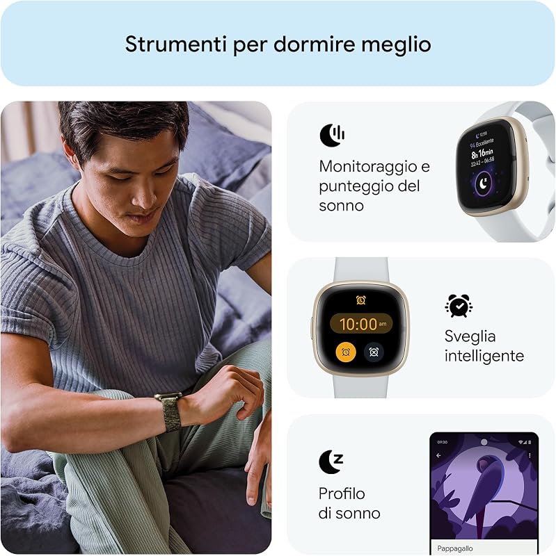 Google Fitbit Sense 2 Smartwatch per fitness e benessere con GPS integrato, fino a 6 giorni di autonomia e compatibile con Compatible with iOS 15 & Android OS 9.0