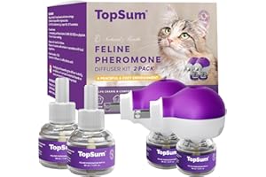 TopSum Cat Pheromones Calming Diffuser: Cat Calming Diffuser for Natural and Gental Behavior – Helps Reduce Scratching Peeing Meowing Hiding Urine Marking Aggression