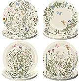 Zopeal 60 Pieces Floral Butterfly Paper Plates 9 Inch, Spring Flowers Dinner Disposable Plates Birthday Tea Party for Baby Shower Bridal Wedding Floral Party Supplies