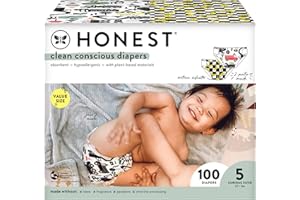 The Honest Company Clean Conscious Diapers | Plant-Based, Sustainable | Big Trucks + So Bananas | Super Club Box, Size 5 (27+ lbs), 100 Count