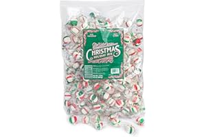 Stewart - Red & Green Striped Soft Peppermint Puffs, Festive Peppermint Candy | Not Just for Christmas | Individually Wrapped Candy Bulk Pack [2lb Bag] - Perfect for Bowls - Made in USA