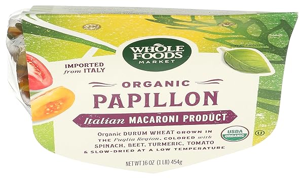 WHOLE FOODS MARKET, ORGANIC PASTA, PAPILLON WITH ROOTS & VEGETABLES, 16 OUNCE