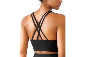 BRXL Buttery Soft Padded Sports Bra for Women Medium Support Criss Cross Back Strappy Athletic Workout Gym Yoga Running