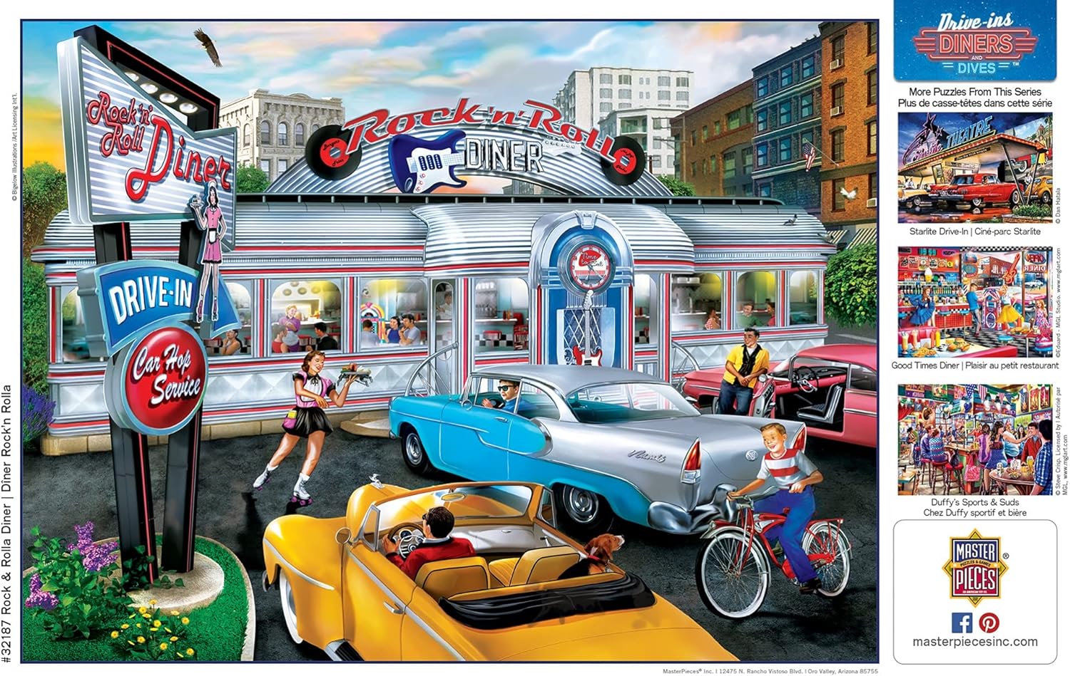 MasterPieces Drive-Ins, Diners and Dives Puzzles Collection - Rock & Rolla Diner 550 Piece Jigsaw Puzzle: Toys & Games