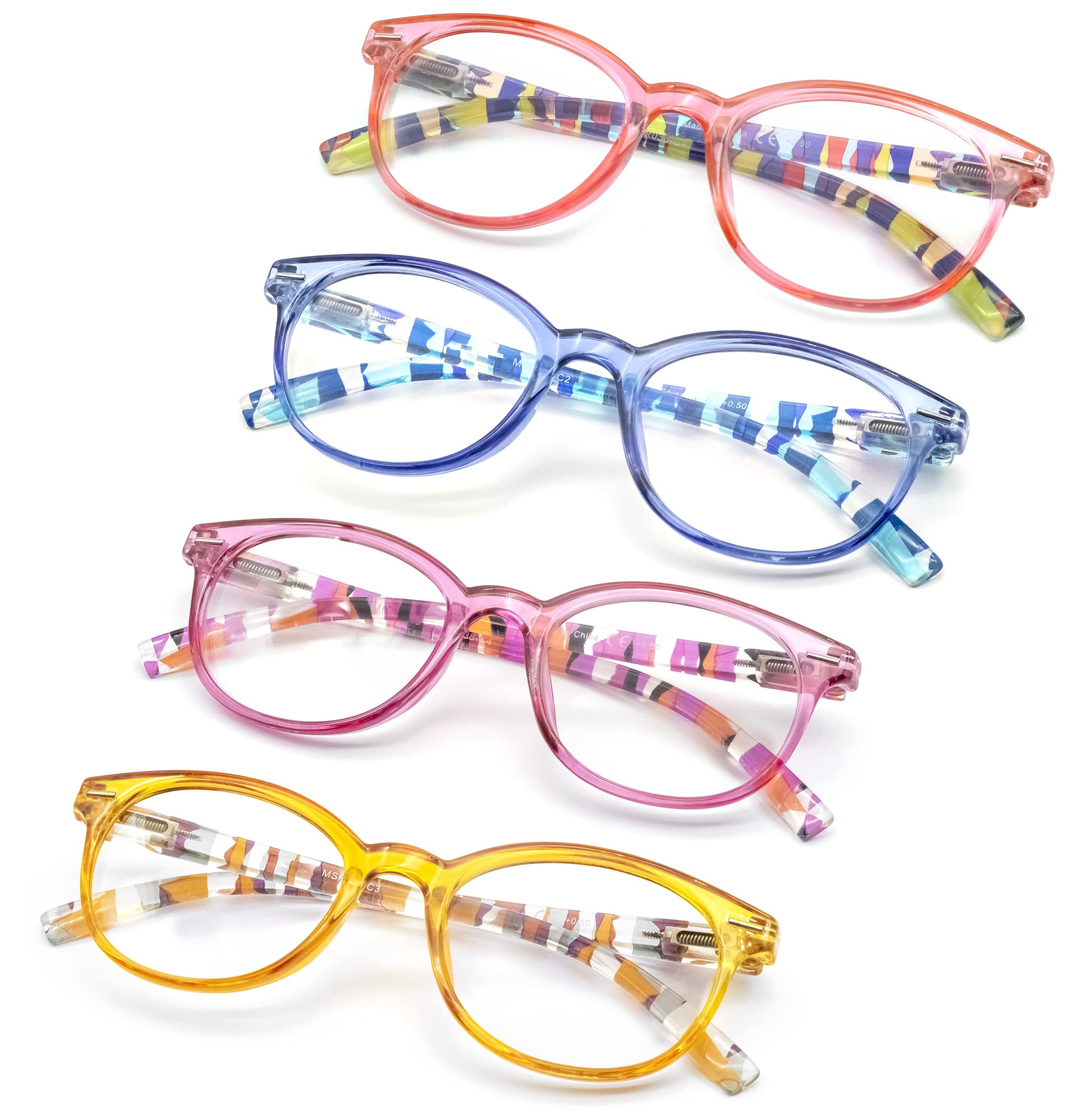 HEEYYOK Reading Glasses for women,+3.50 Readers glasses for women,retro Round Frame,Spring Hinges Includes 4 Pouch