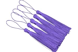 KONMAY 20pcs 3.5'' Small Silky Soft Craft Mini Bookmark Tassels with Loops for Jewelry Making, Gift Wrapping, Zipper Pull, Home Decor(Purple)
