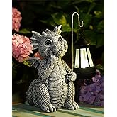 Goodeco Dragon Statue with Solar Lantern - Garden Decor for Lawn, Patio, and Yard - 8.3 inches Dragon Gifts & Outdoor Decorations