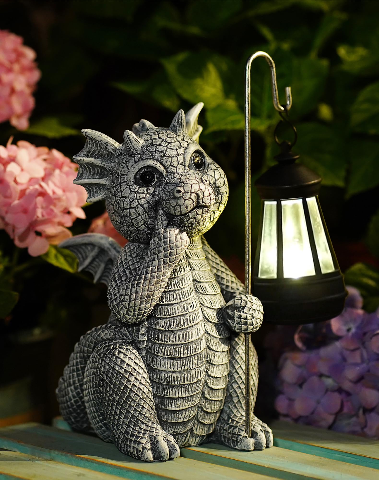 Photo 1 of Goodeco Dragon Statue with Solar Lantern - Garden Decor for Lawn, Patio, and Yard - 8.3 inches Dragon Gifts & Outdoor Decorations