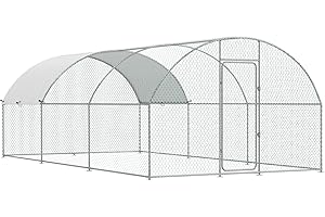 Esright Extra Large Metal Chicken Coop Run for Yard with Cover, 19.5x10x6.4 FT Walk-in Chicken Pen for Outdoor, Backyard, and Farm, Hen Cage House Suitable for 15-20 Chickens and Other Poultry